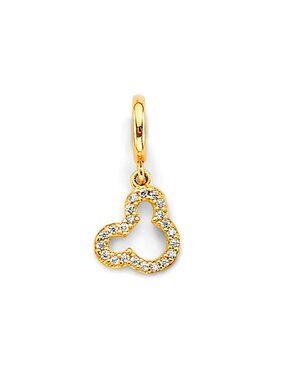 14KT Gold Dangle CZ Mickey Mouse Head Charm for Bracelet